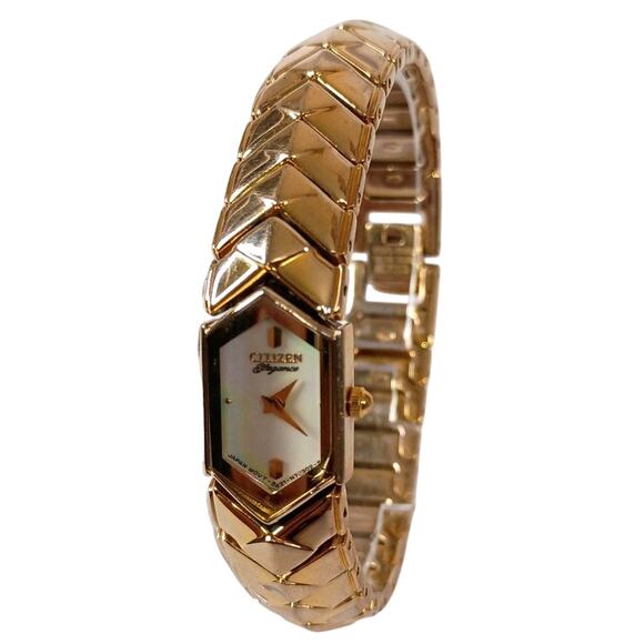 Citizen Quartz Watch Womens 13mm Hexagon Gold Tone 5421 N79302 MOP dial - Picture 1 of 16